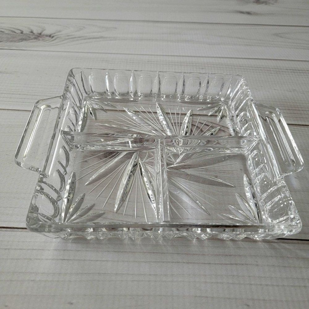 3 Section Crystal Dish Butter Dish‎ - Picture 2 of 12